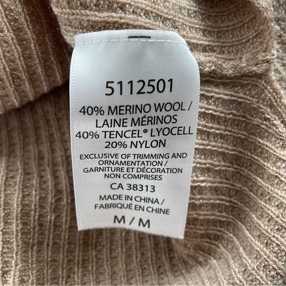 Kersh Merino Wool Blend Knit Sweater Pullover Tan Size Medium - Picture 8 of 9